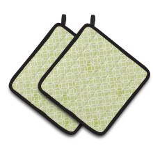Caroline's Treasures Geometric Circles on Green Watercolor Decorated Pot Holder 7.5 x 7.5 Multicolor