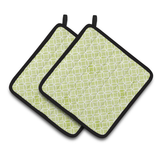 "Suportes para Panelas Geométricos com Círculos em Verde, 7.5"" x 7.5"", Multicolorido"
