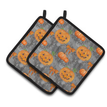 "Acessório de Cozinha com Abóboras de Halloween em Aquarela, 7.5"" x 7.5"", Multicolorido"