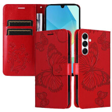 (Red) Case for Samsung Galaxy A26 5g with Card Slot Stand Shockproof Cover Flip Kickstand Magnetic Cover Pu Leather