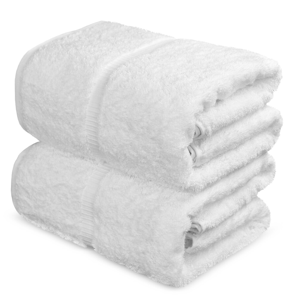 Serviettes de bain ultra douces et absorbantes en coton turc de qualit    sup   rieure (2 pi   ces, drap de bain, serviette blanche)