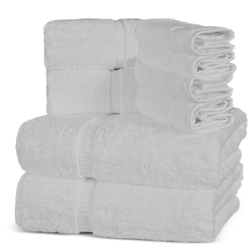 Toalhas de Algodão Turco Premium Super Macias e Absorventes (Conjunto de 8 Toalhas, Branco) 2