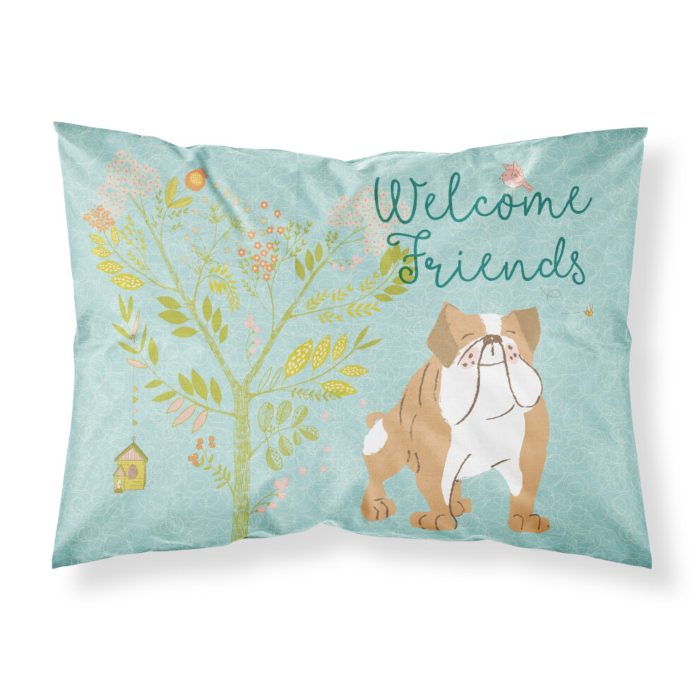 ""Caroline's Treasures Welcome Friends Bouledogue anglais Imprim    Polyester 250 fils Fermeture enveloppe Taie d'oreiller Standard Multicolore""