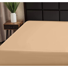 Superity Linen King Fitted Sheet - 100% Cotton 200 Thread Count Cool Breathable Soft and Comfortable Machine Wash and Dry (King 78x80 Beige)