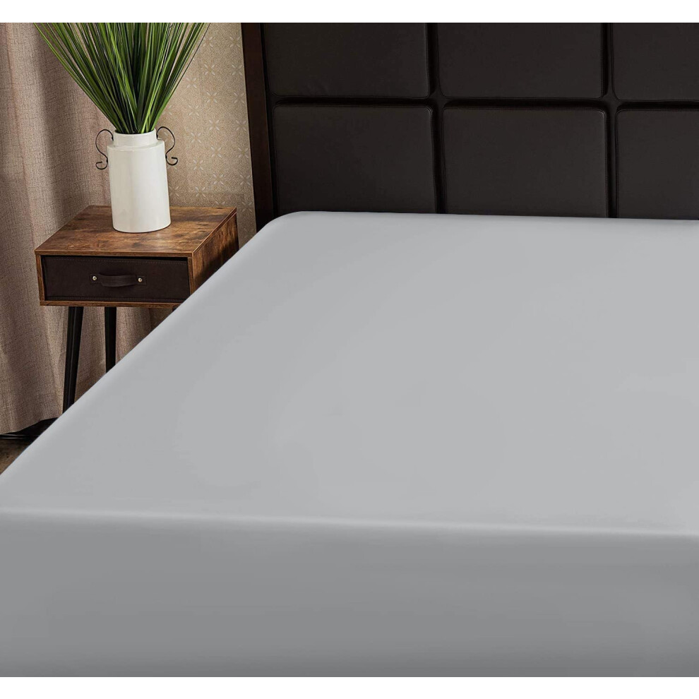 Drap-housse Superity Linen King - 100 % coton 200 fils/cm   , respirant, doux et confortable, lavable et s   chable en machine (King 78 x 80, gris)