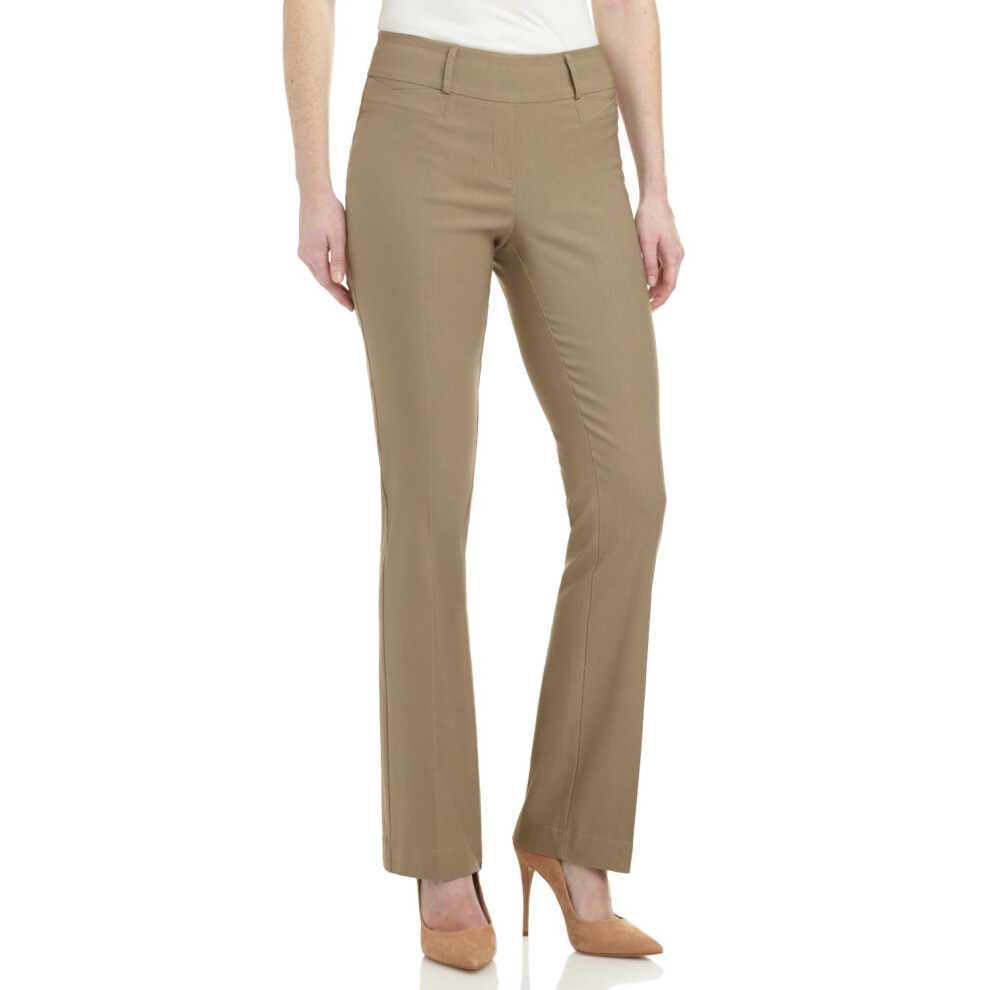 Pantalon extensible Rekucci pour femme, coupe bootcut, coupe confortable, taille 16, couleur avoine