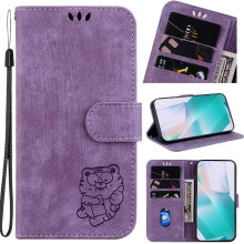 (Purple) Flip Case for Samsung Galaxy A26 5g Embossed Cute Tiger Wallet Case Holder Cover Card Pocket