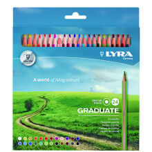 Lyra Graduate Coloring Pencils 3,8 mm tyk bly 24 Assorterede farver Teknisk og kunstnerisk tegning Tin Box Ideel til studerendes kunstnere og sko