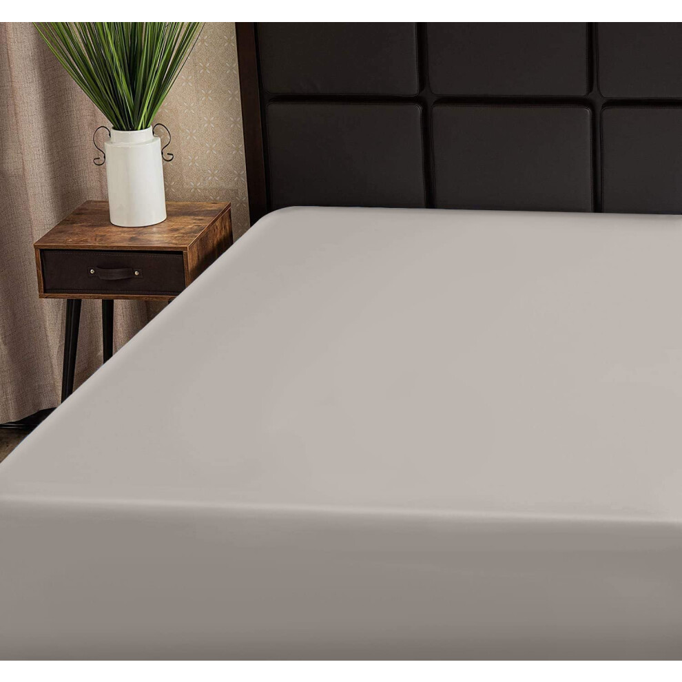Drap-housse Superity Linen King 100 % coton 200 fils/cm   , respirant, doux et confortable, lavable et s   chable en machine (King 78 x 80 Stone)