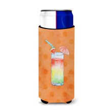 """"Caroline's Treasures Umberella Cocktail Orange Polkadot Refresh Insulator Slim ?????????""""
