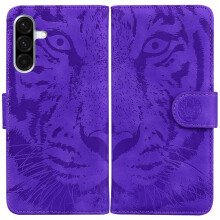(Purple) Flip Case for Samsung Galaxy A26 5g Embossed Cute Tiger Leather Wallet Kickstand Protective