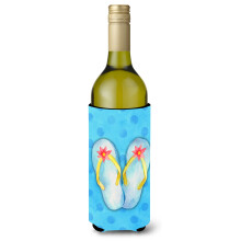 "Caroline's Treasures Insulador de Bebida Flip Flops Azul com Bolinhas, 750 ml, Multicolor"