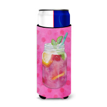 """"Caroline's Treasures Mason Jar Cocktail Pink Polkadot Beverage Isolator Hugger Slim Multicolour""""