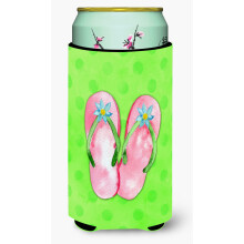""""Caroline's Treasures Roze Slippers Groen Polkadot Beverage Isolator Hugger Tall Veelkleurig""""