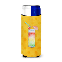 ""Caroline's Treasures Umberella Cocktail Geel Polkadot Drankisolator Hugger Slim Multicolor""