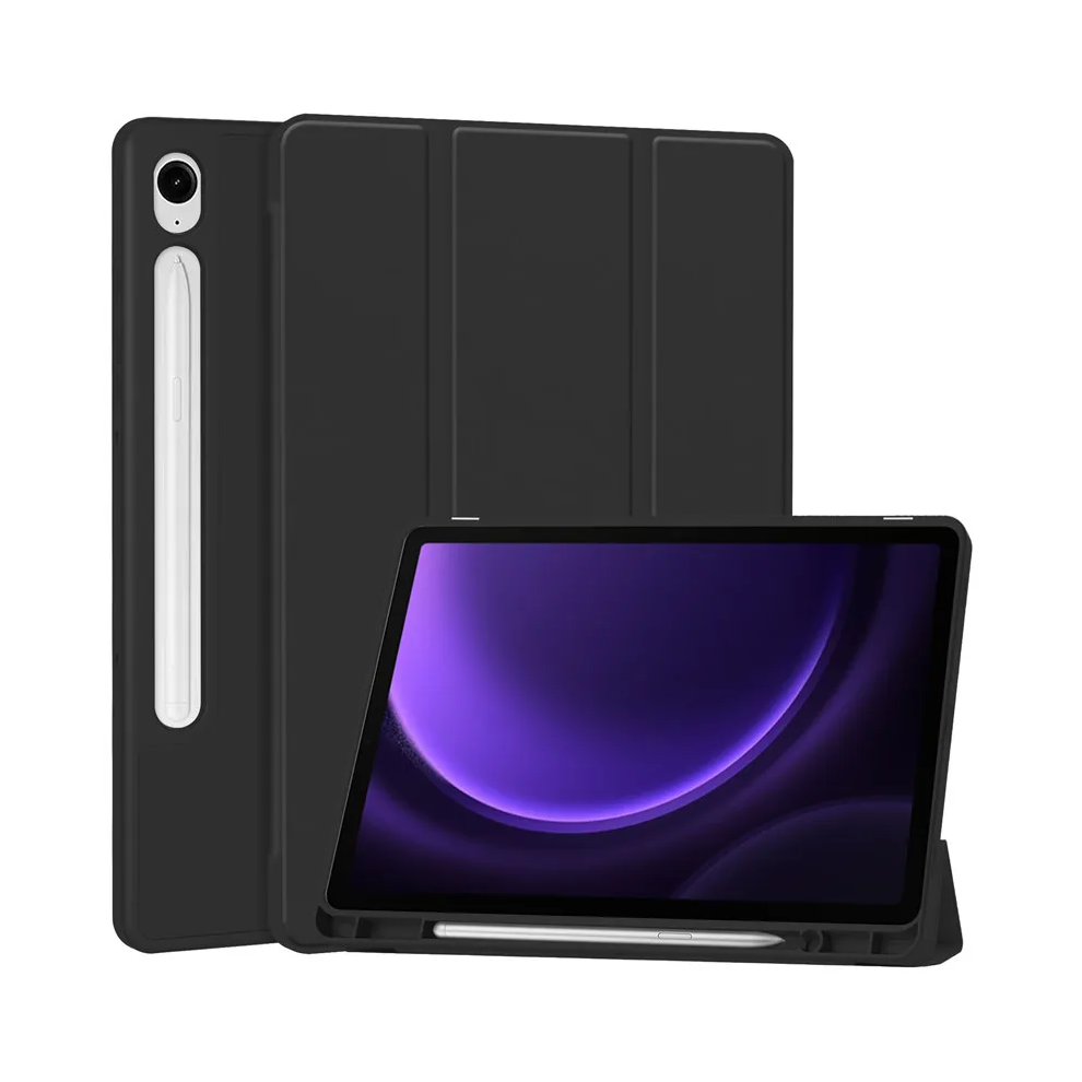 (, S9 Fe (10.9 Inch)) For Samsung Tab S9 Fe Case With Pen Holder Trifold Black 967854194241