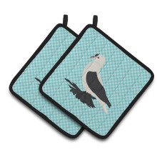 Caroline's Treasures Saxon Fairy Swallow Pigeon Blue Check Decorated Pot Holder  7.5 x 7.5
