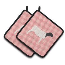 "Caroline's Treasures Dorper Sheep Pot Holder Rosa Quadriculada, 7.5"" x 7.5"""