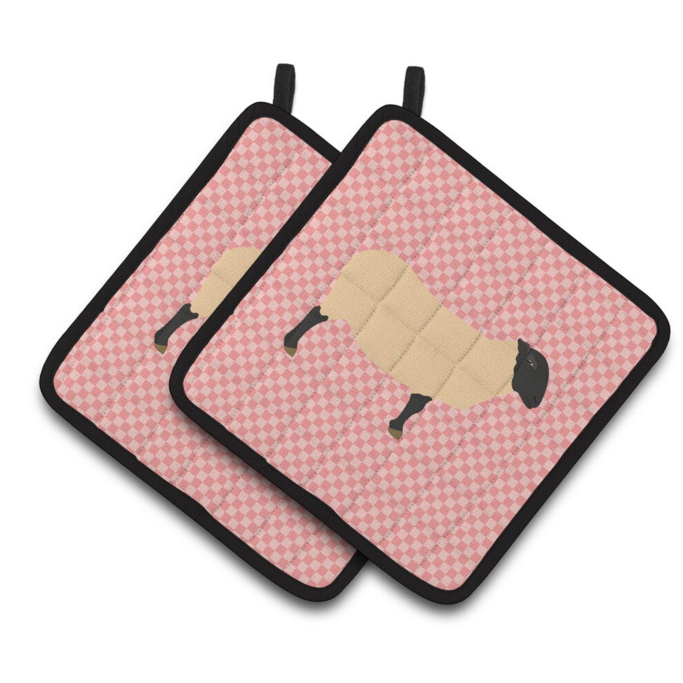 ""Caroline's Treasures Suffolk Schapen Roze Geruite Gedecoreerde Pannenlap 7,5"""""""" X 7,5""""""""""-image
