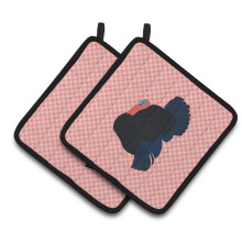 Caroline's Treasures Norfolk Black Turkey Pink Check Decorated Pot Holder 7.5 x 7.5