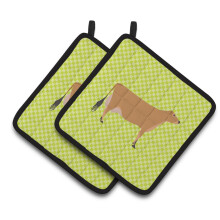 "Caroline's Treasures Jersey Cow Luva de Forno Verde, 7.5"" x 7.5"""