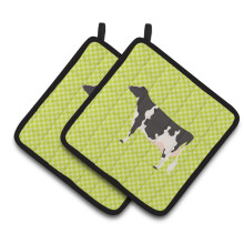 Caroline's Treasures Holstein Cow Green Decorated Pot Holder 7.5 x 7.5