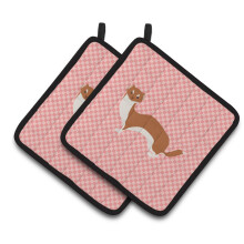 "Caroline's Treasures Weasel Pot Holder Decorado Rosa, 7.5"" x 7.5"""