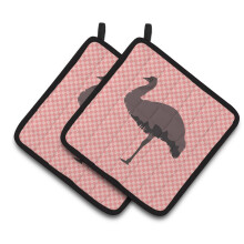 Caroline's Treasures Emu Pink Check Decorated Pot Holder 7.5 x 7.5