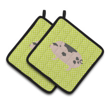 "Caroline's Treasures Luva de Forno Gloucester Old Spot Pig Verde, 7.5"" x 7.5"""