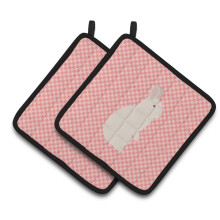 "Caroline's Treasures Porta Pans Novo Zelândia Coelho Branco Xadrez Rosa, 7.5"" x 7.5"""