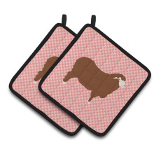 Caroline's Treasures Merino Sheep Pink Check Decorated Pot Holder 7.5 x 7.5