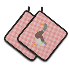 Caroline's Treasures Saxony Sachsenente Duck Pink Check Decorated Pot Holder 7.5 x 7.5