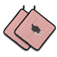 Suporte para panelas de avestruz rosa xadrez da Caroline's Treasures, 7.5" x 7.5"