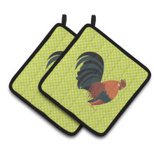 Acessório para Cozinha: Peça de Pano para Frigideira Galinha Bantam Verde, 7.5" x 7.5"
