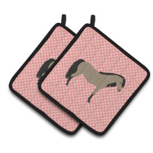 "Caroline's Treasures Welsh Pony Pot Holder Rosa Xadrez 7.5"" x 7.5"""