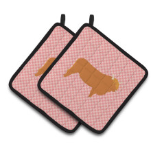 "Caroline's Treasures Suporte para Panelas Vaca Highland xadrez Rosa, 7.5"" x 7.5"""