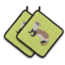 "Caroline's Treasures Ferret Porta-Panela Verde, 7,5"" x 7,5"""