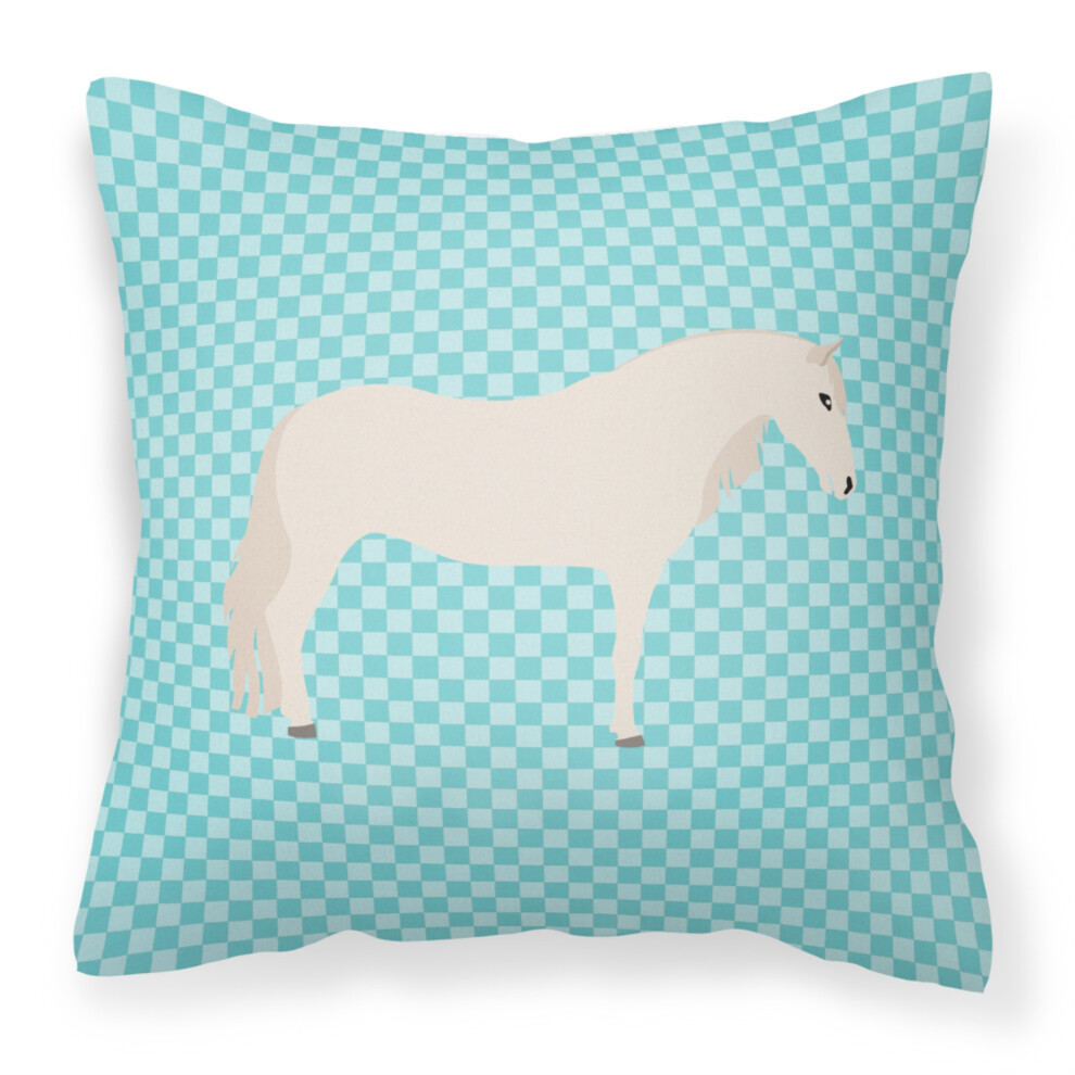 Caroline's Treasures BB8079PW1414 Paso Fino Horse Blue Check Outdoor Canvas Fabric Decorative Pillow  14 x 3 x 14-image-OPC-PGBMNJF-NEW