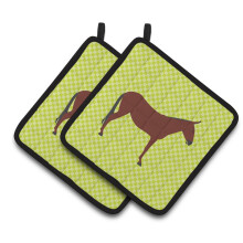 Suporte para Panelas Decorado com Cavalo e Burro Verde, 7.5" x 7.5"