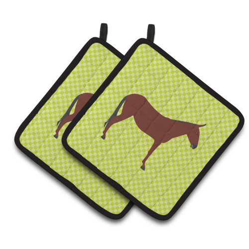 Suporte para Panelas Decorado com Cavalo e Burro Verde, 7.5" x 7.5"
