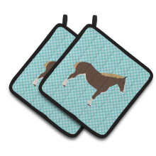 "Caroline's Treasures Porta-Panela Percheron Horse Blue Check, 7.5"" x 7.5"""