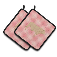 "Caroline's Treasures Cuco Charolais Decorado com Xadrez Rosa, 7.5"" x 7.5"""