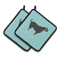 Caroline's Treasures Black Bengal Goat Blue Check Decorated Pot Holder  7.5 x 7.5