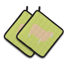 "Caroline's Treasures English Leicester Longwool Sheep Porta-Panelas Verde, 7.5"" x 7.5"""