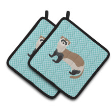 "Caroline's Treasures Ferret Blue Check Suporte para Panelas, 7.5"" x 7.5"""