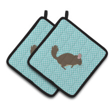 "Caroline's Treasures Chinchilla Azul Xadrez Porta-Pot, 7.5"" x 7.5"""