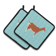 Caroline's Treasures Toggenburger Goat Blue Check Decorated Pot Holder  7.5 x 7.5