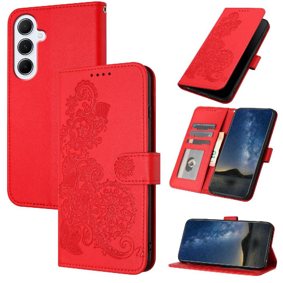(Red) Flip Case For Samsung Galaxy A26 Flip Folio Book Pu Leather Magnetic Closure With Card Slot Stand Kickstand Protective Red 764490326605