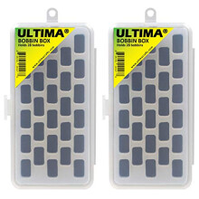 Ultima spoelhuisverpakking, twee stuks - twee transparante plastic spoelhuisdozen - elke spoelhouder biedt plaats aan 28 SA156-spoelen van klasse 15