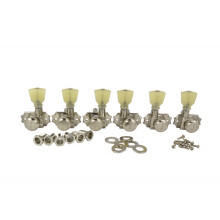 Kluson Revolution Diecast-tunere - 3 per side - Pearloid Keystone-knapl?sende nikkel